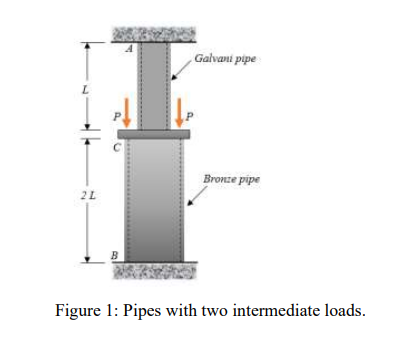 Galvani pipe
Bronze pipe
2L
B
Figure 1: Pipes with two intermediate loads.
