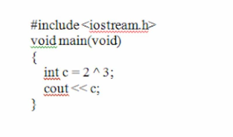 #include <iostream.h>
void main(void)
{
int c =2 ^3;
cout<< c;
}
