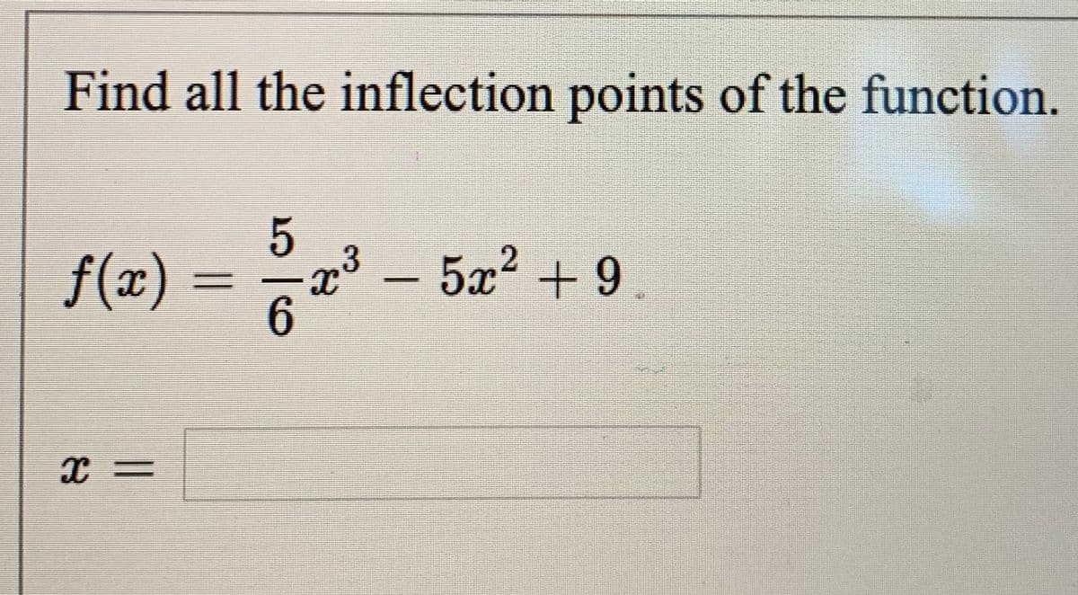 Find all the inflection points of the function.
f(x)
6.
a - 5x? + 9
