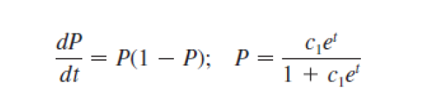 dP
dt
=
P(1P); P =
=
c₁et
1 + c₁e¹