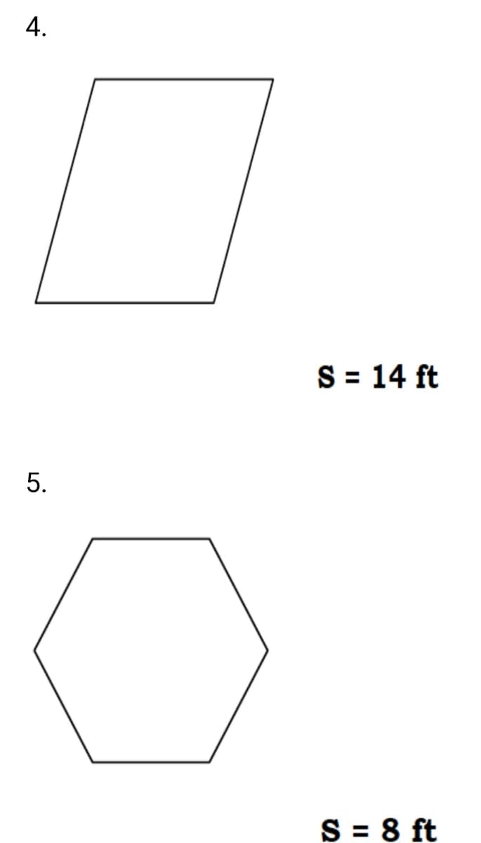 4.
5.
S = 14 ft
S = 8 ft