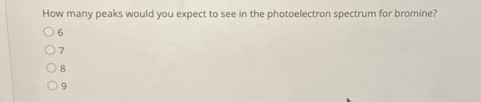 How many peaks would you expect to see in the photoelectron spectrum for bromine?