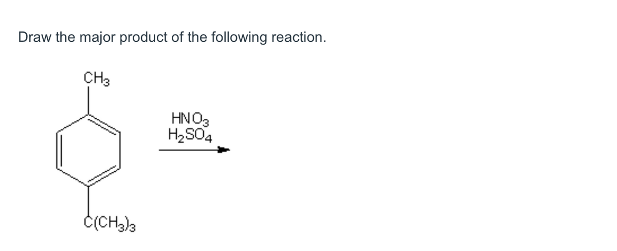 Draw the major product of the following reaction.
CH3
C(CH3)3
HNO3
H₂SO4