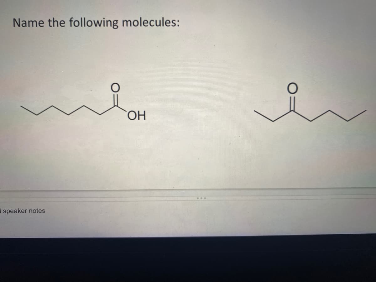 Name the following molecules:
HO
I speaker notes
