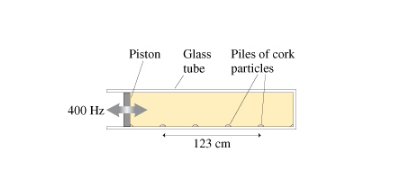 400 Hz
Piston
Glass Piles of cork
tube particles
123 cm