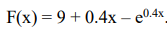 F(x)= 9+0.4x - e0.4x