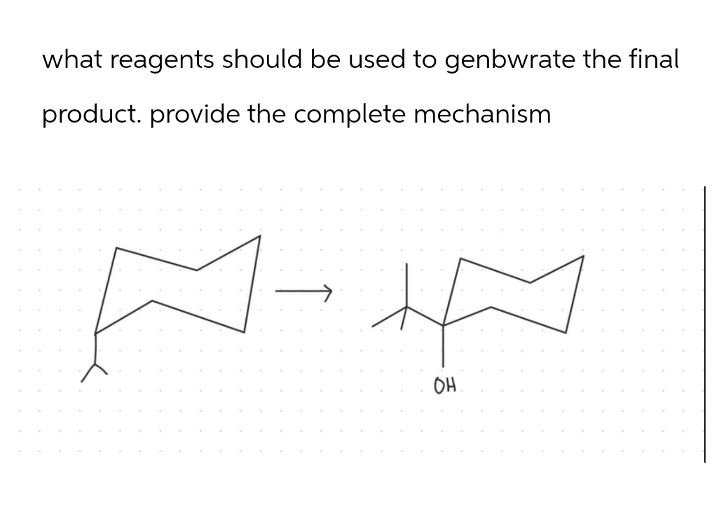 what reagents should be used to genbwrate the final
product. provide the complete mechanism
A-
он
HD