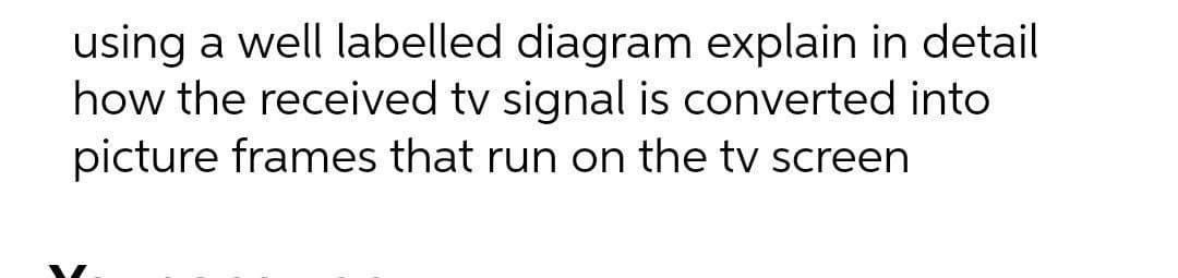 using a well labelled diagram explain in detail
how the received tv signal is converted into
picture frames that run on the tv screen
