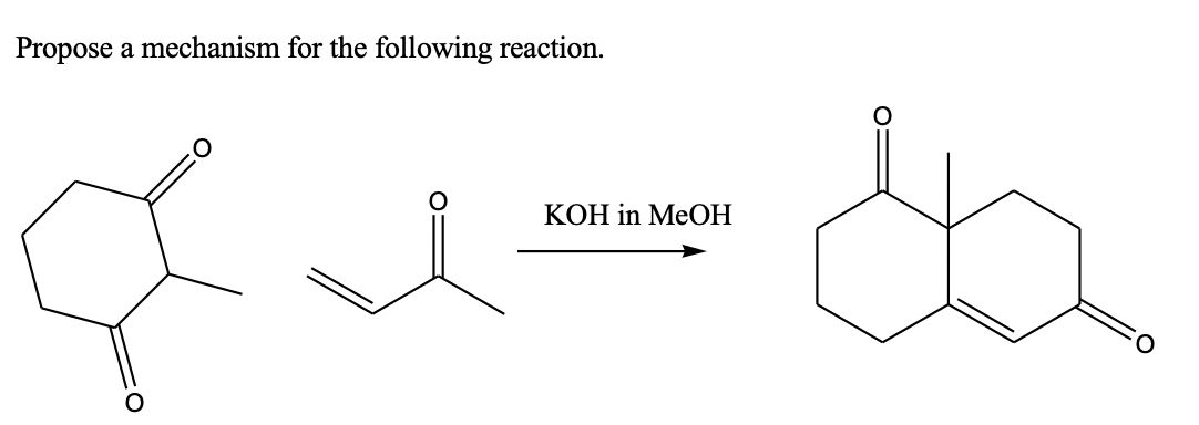 Propose a mechanism for the following reaction.
КОН in MeOН
