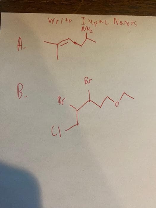 A
B.
Write Impac Names
NH₂
Y
Br
CI-
Br
in