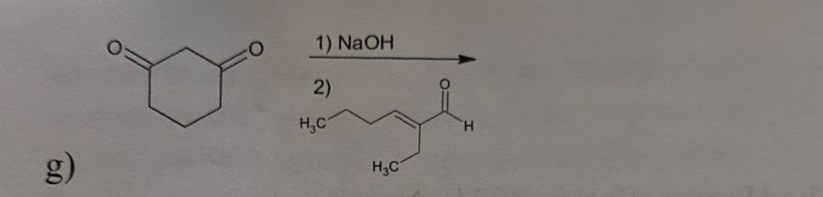 g)
1) NaOH
2)
H₂C
H3C
Η