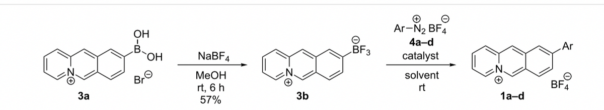 Ar-N2 BF4
OH
4а-d
Ar
В.
OH
NABF4
BF3
catalyst
MeOH
solvent
Br
BF4
rt, 6 h
57%
rt
За
3b
1а-d
