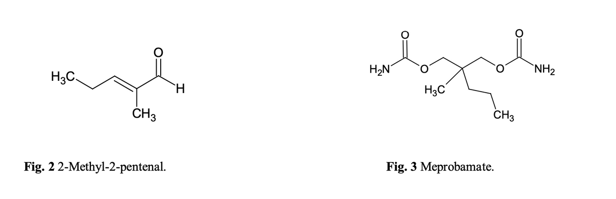 H2N
`NH2
H3C.
`H
H3C
CH3
CH3
Fig. 2 2-Methyl-2-pentenal.
Fig. 3 Meprobamate.
