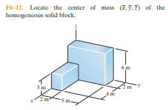 F6-11. Locate the center of mass (E,5,7) of the
homogeneous solid block.
-5 п
