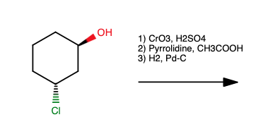 Ω IIIIIII
CI
OH
1) CrO3, H2SO4
2) Pyrrolidine, CH3COOH
3) H2, Pd-C