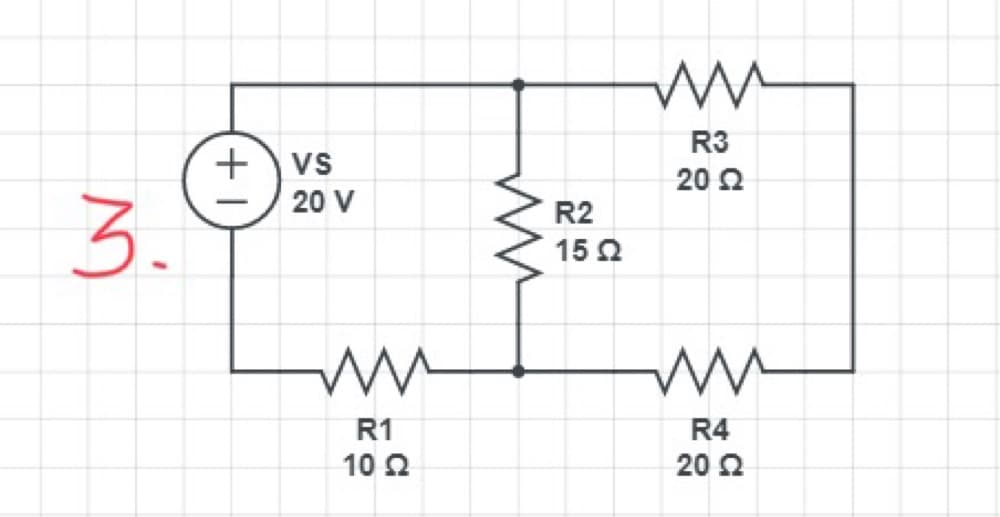 R3
vs
20 2
3.
20 V
R2
15Ω
R1
R4
10 2
20 2
+1
