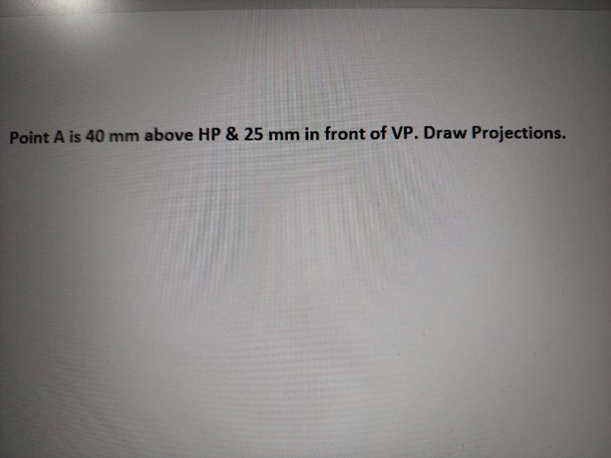 Point A is 40 mm above HP & 25 mm in front of VP. Draw Projections.
