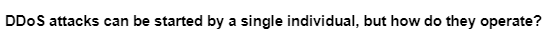 DDoS attacks can be started by a single individual, but how do they operate?