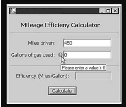 Mileage Efficieny Calculator
Miles driven:
450
Gallons of gas used: Qb
Please enter a value > 0
Efficiency (Miles/Gallon):
Calculate
