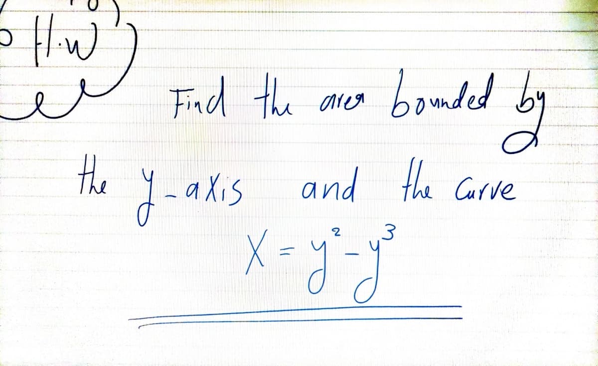 Hw
Find the
bouded by
e amo
area
the
and the
y-aks
Curve
