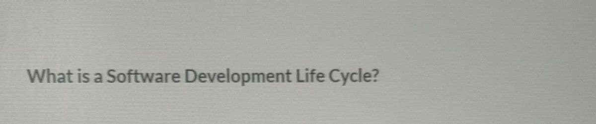 What is a Software Development Life Cycle?