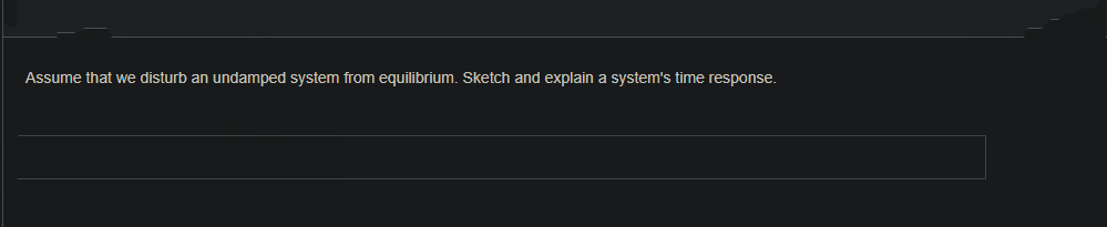 Assume that we disturb an undamped system from equilibrium. Sketch and explain a system's time response.