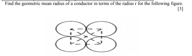 Find the geometric mean radius of a conductor in terms of the radius r for the following figure.
[3]
