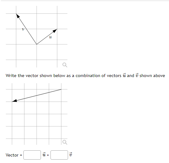 Write the vector shown below as a combination of vectors i and i shown above
Vector =
i +
lơ
