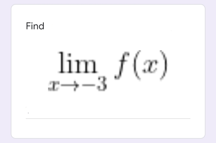 Find
lim f(x)
r→-3
