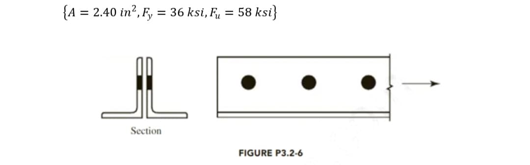 {A = 2.40 in², F₂ = 36 ksi, F = 58 ksi}
IL
Section
FIGURE P3.2-6