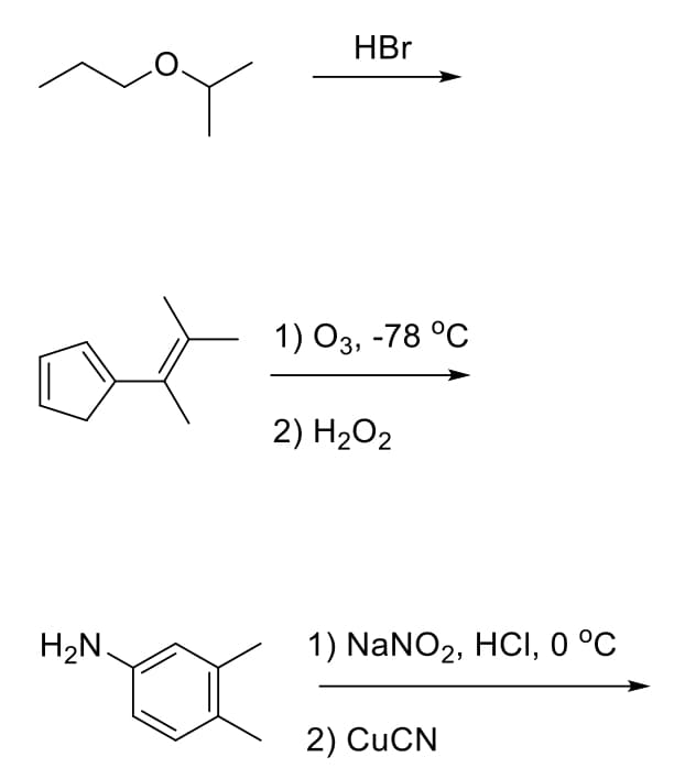 na
a
H₂N.
HBr
1) 03, -78 °C
2) H₂O2
1) NaNO₂, HCI, 0 °C
2) CUCN