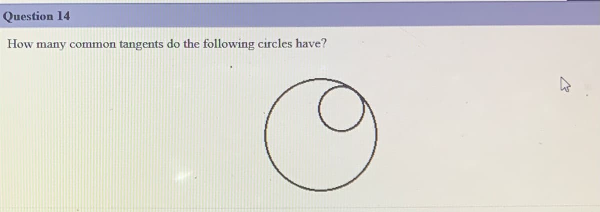 Question 14
How many common tangents do the following circles have?
