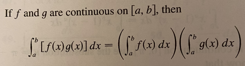 If f and g are continuous on [a, b], then
9.
LS(x) g(x)] dx =
f(x) dx
g(x) dx
a
a
