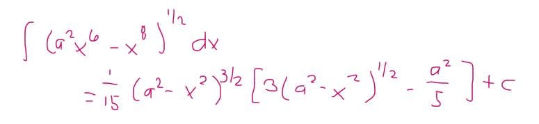 scattyle
1/2
8
مار)
dx
-
X
= √5 (a²-x²)³¹²₂ [²(a²-x²) ¹½ ²2 2² ] + c
15