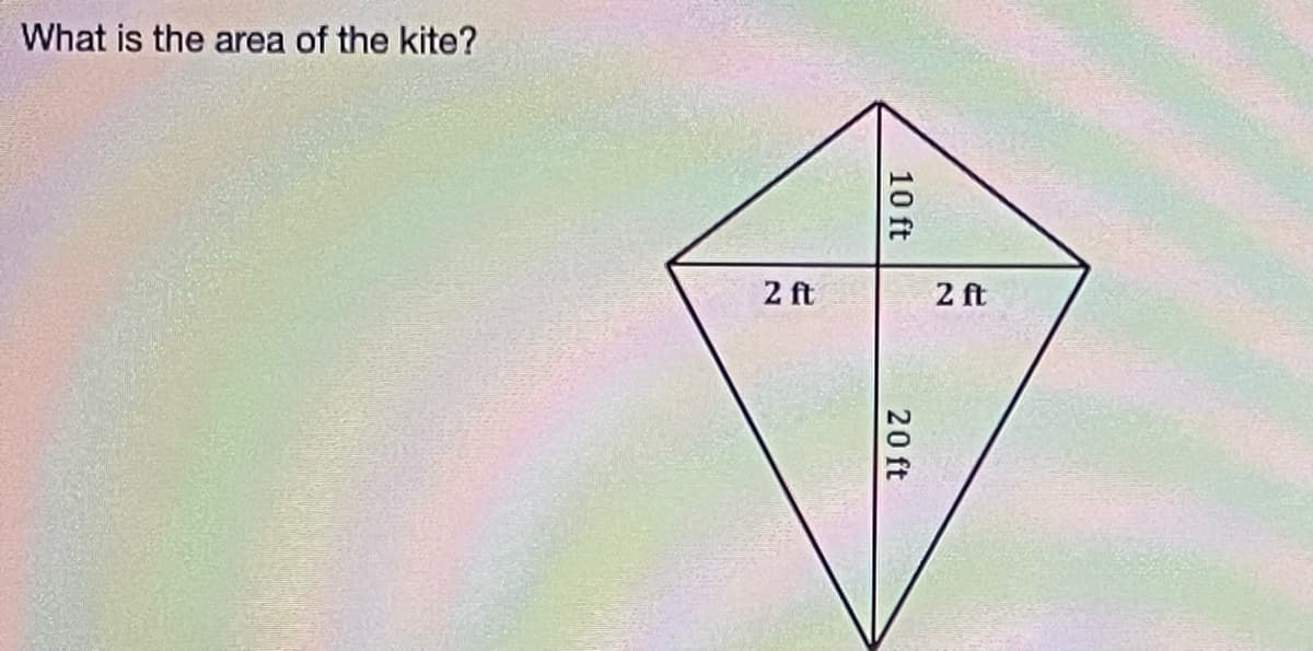 What is the area of the kite?
2 ft
2 ft
10 ft
20 ft
