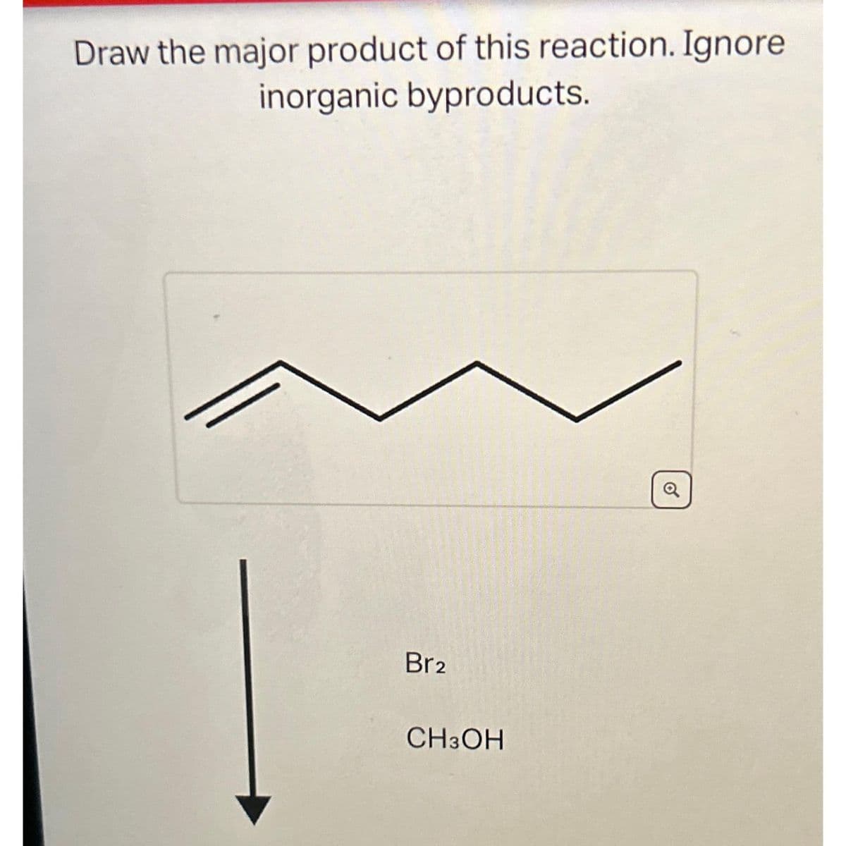 Draw the major product of this reaction. Ignore
inorganic byproducts.
Br2
CH3OH
Q