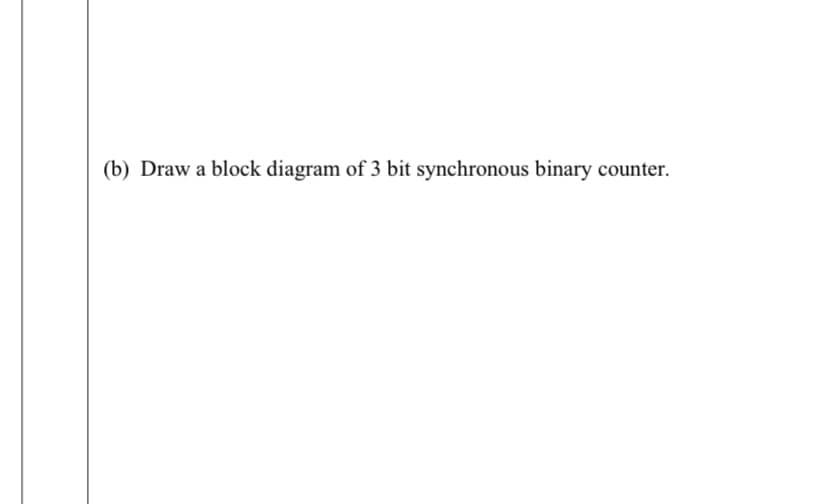 (b) Draw a block diagram of 3 bit synchronous binary counter.
