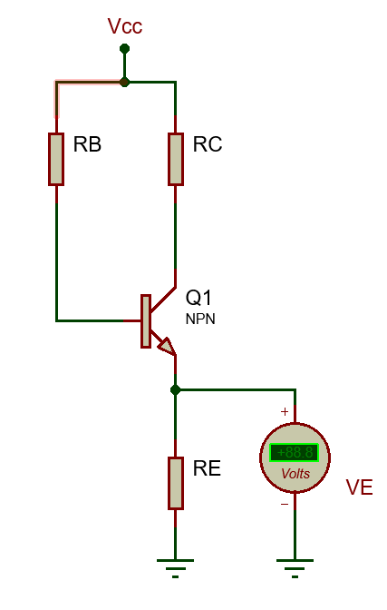 Vc
RB
RC
Q1
NPN
+88.8
RE
Volts
VE
