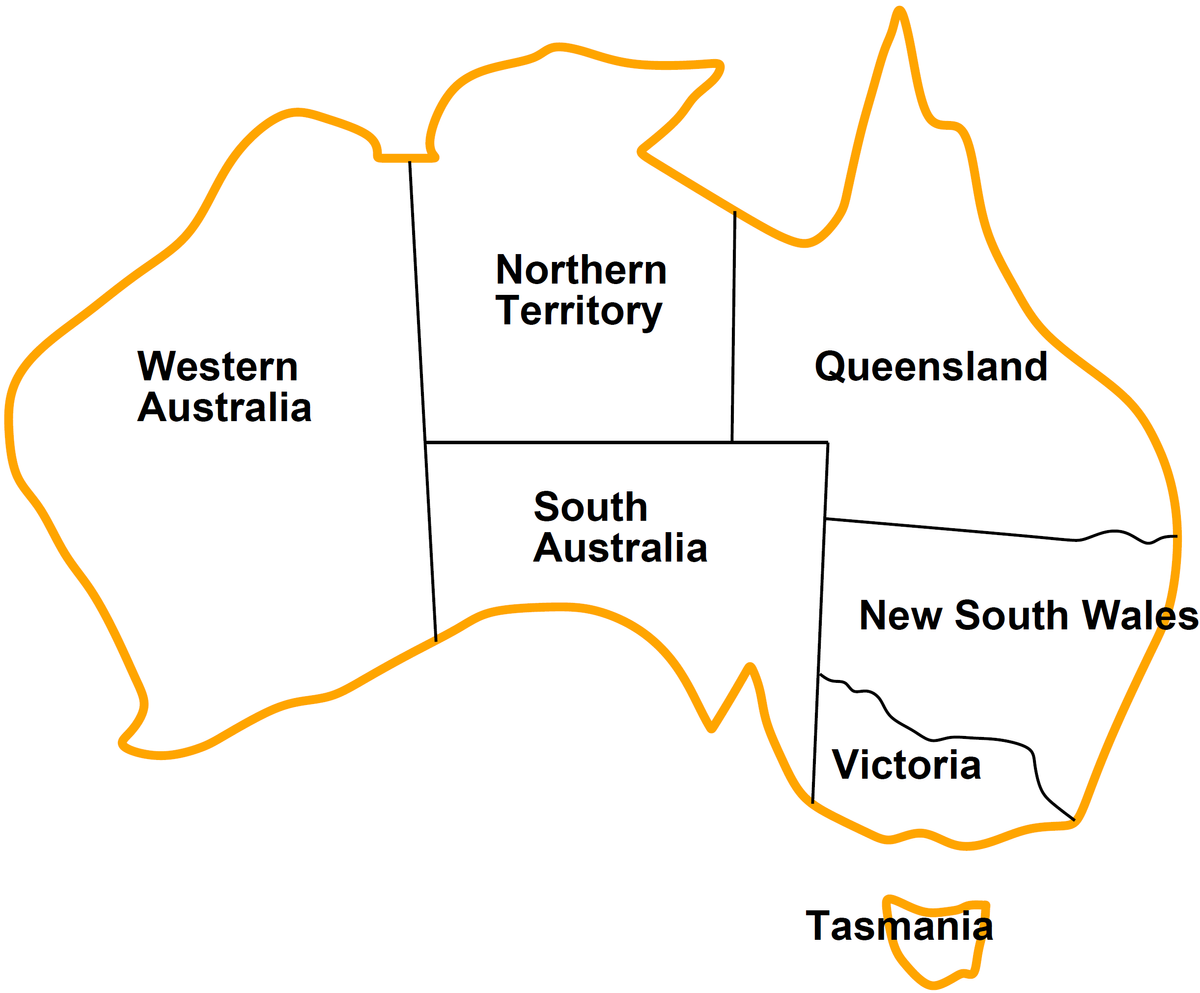 Northern
Territory
Queensland
Western
Australia
South
Australia
New South Wales
Victoria
Tasmania
