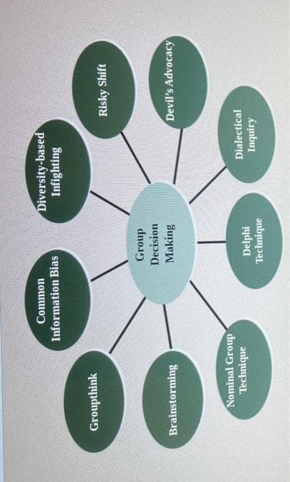 00
Groupthink
Brainstorming
Common
Information Bias
Nominal Group
Technique
Group
Decision
Making
Delphi
Technique
Diversity-based
Infighting
Risky Shift
Devil's Advocacy
Dialectical
Inquiry