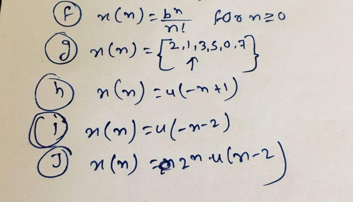 e n(n)- bh foomzo
n!
) n(n) = [2,l
,,,3,5,0.7
しゃ
n (m)=u(-n-2)
9 n (m) 2ulm-2
