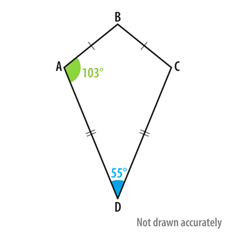 B
C
Α
103°
55%
D
Not drawn accurately