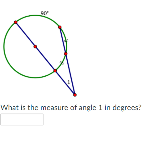 90°
1
What is the measure of angle 1 in degrees?
