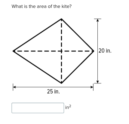 What is the area of the kite?
25 in.
in2
20 in.