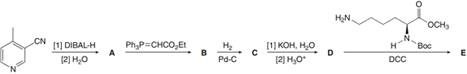 H.N.
OCH,
Ph,P=CHCO,E
11] DIBAL-H
(2) H,0
CN
Шкон, н.о
H2
Boc
Pd-C
[2) Н,о
DCC
