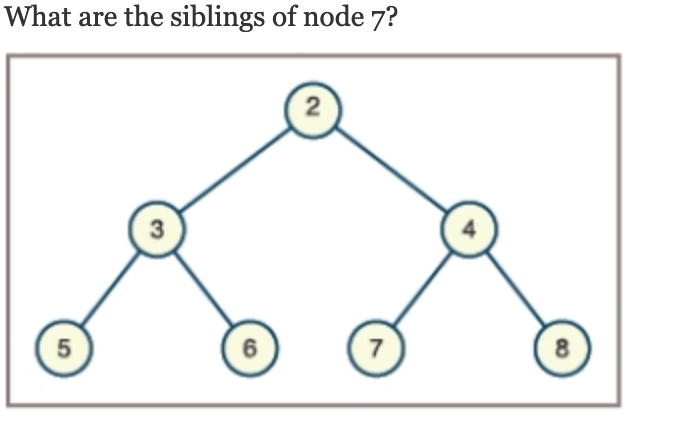 What are the siblings of node 7?
2
3
5
6
7
8
