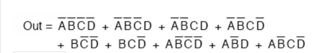 Out = ABCD + ABCD
ABCD
ABCD
+ +
всD + всD + АBCD + ABD + АВСD
