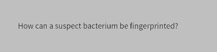How can a suspect bacterium be fingerprinted?
