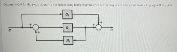 Determine C/R for the block diagram given below using block diagram reduction technique, and verify your result using signal flow graph
G2
G,
R
H
