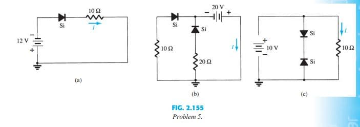 20 V
102
Si
Si
Si
12 V
102
10 V
102
20 2
(a)
(b)
(c)
FIG. 2.155
Problem 5.
